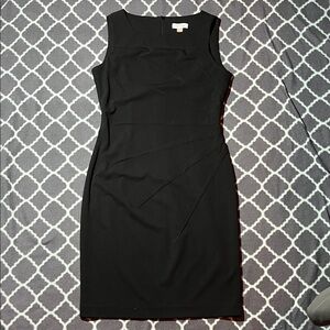 Calvin Klein Black Midi Dress - Size 8 - Minimal Fold Design